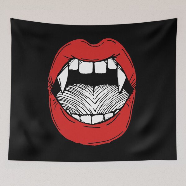 Item preview, Vampire red lips on black background designed and sold by Kamila Nigmatullina.
