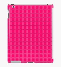 Vinilo o funda para iPad Fondo de neón rosa con estampado de patrón cuadrado blanco