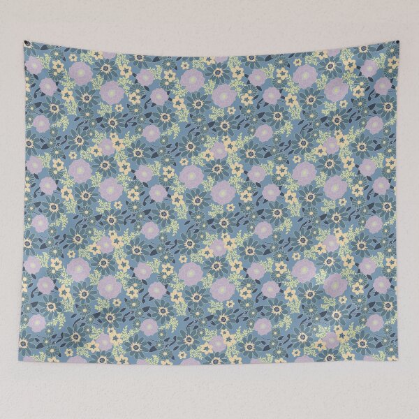 Item preview, Teal sixties style floral print designed and sold by Karine-LaSalle.