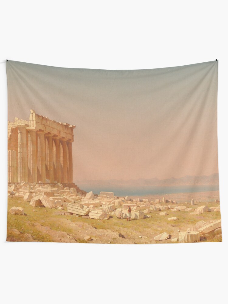 Alternate view of Ruins of the Parthenon Oil Painting by Sanford Robinson Gifford Tapestry