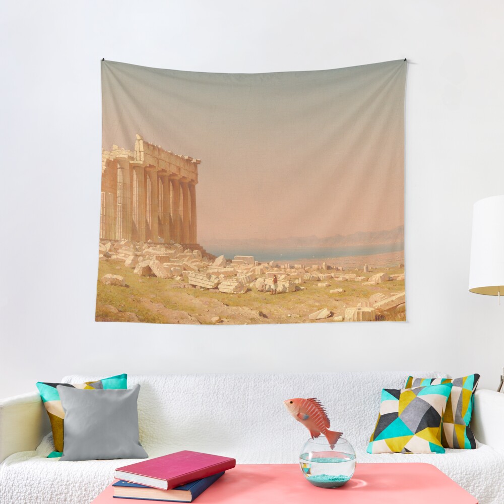 Ruins of the Parthenon Oil Painting by Sanford Robinson Gifford Tapestry