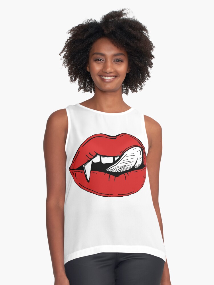 White shirt with 2024 red lips print