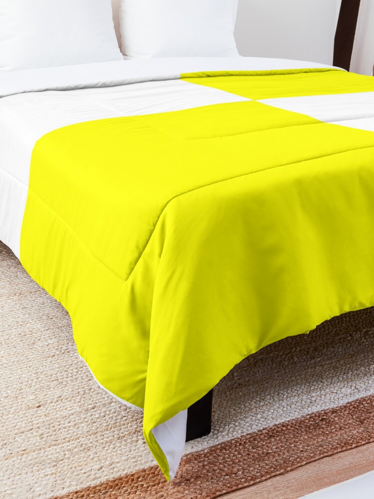 Alternate view of Bright Fluorescent Yellow Neon and White Checked Checkerboard Comforter