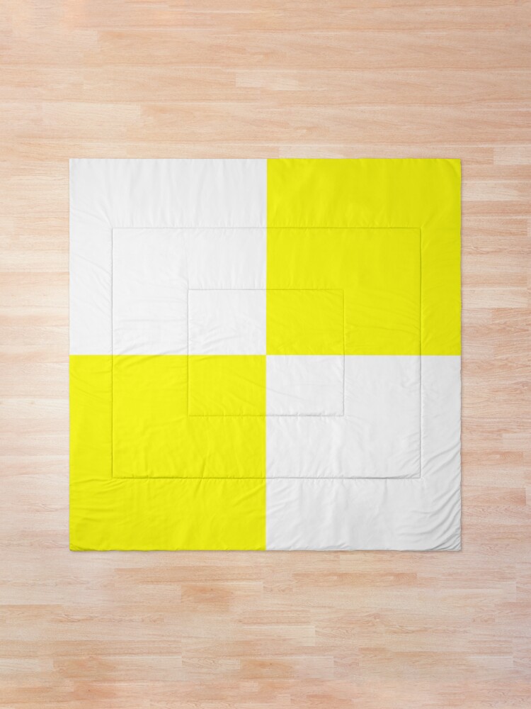 Alternate view of Bright Fluorescent Yellow Neon and White Checked Checkerboard Comforter