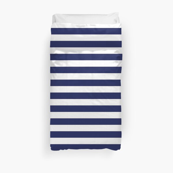 Classic Navy Blue and White Large Horizontal Cabana Tent Stripe Duvet Cover