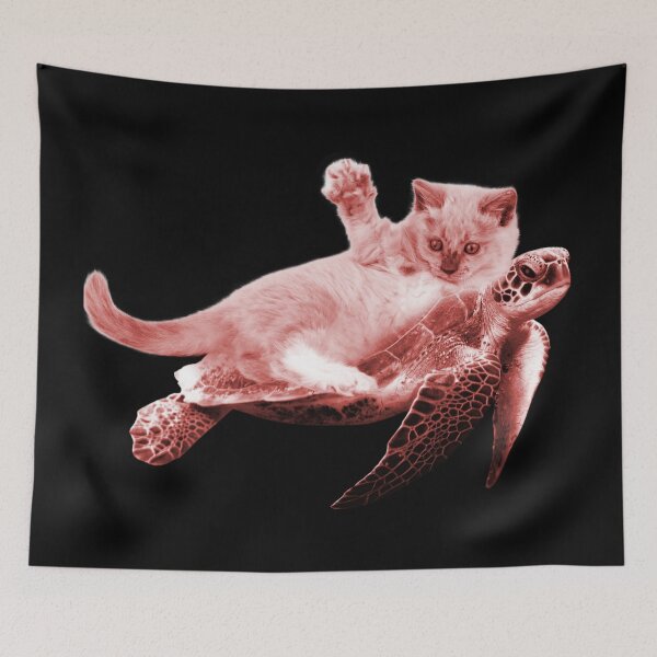 Item preview, Cute Funny Turtle Cat - Funny cat riding a turtle designed and sold by FunnyCatsFam.