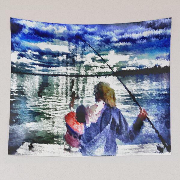 Item preview, Fishing on dock designed and sold by qlajt.