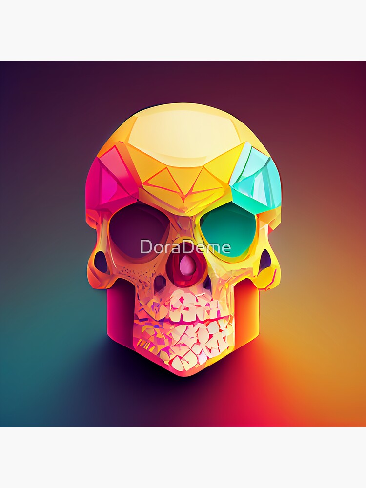 &ldquo;Colorful Skull Jewel on Gradient Background&rdquo; Sticker for Sale by