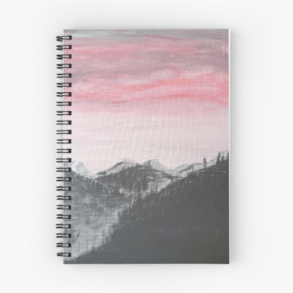 Item preview, Pink sky black mountain scene acrylic painting  designed and sold by WorldOfWendyArt.
