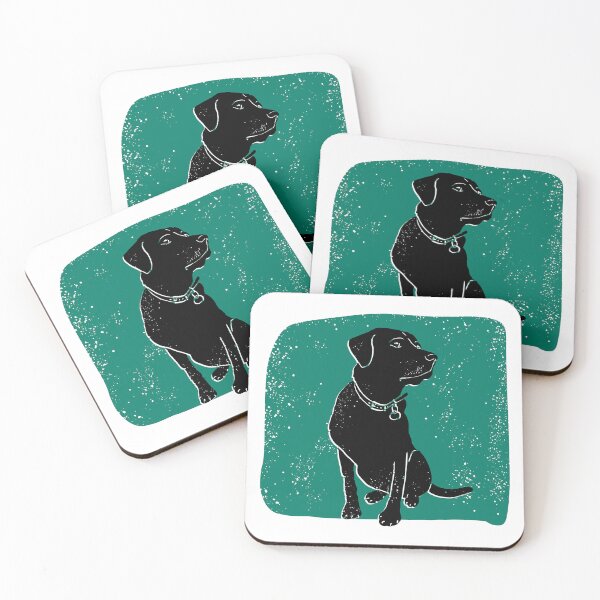 Item preview, Black labrador retreiver linocut green background designed and sold by MBCollections.