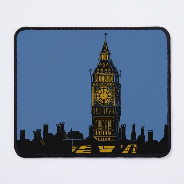 Artikelvorschau, Big Ben London Silhouette Linolschnitt entworfen und verkauft von Maddy Bennett.