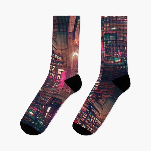 Item preview, Midnight Library cyberpunk| National library week | literacy week designed and sold by PsychicLove.