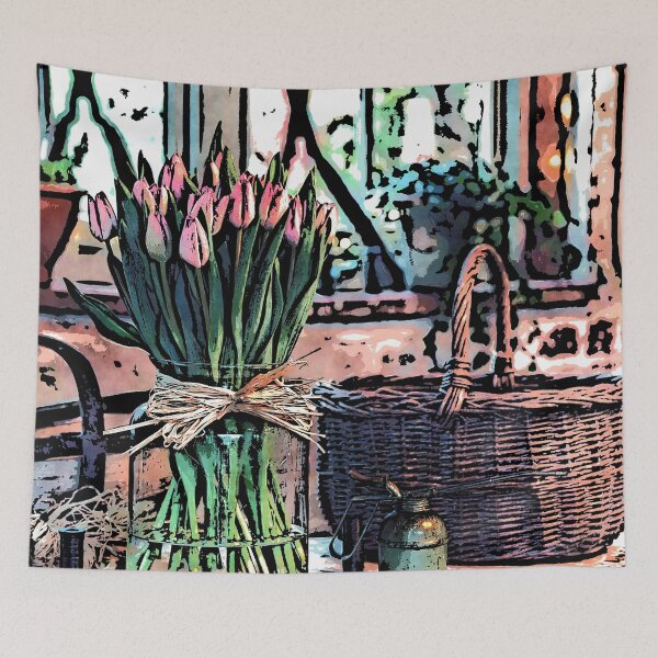Item preview, Wicker Basket And Flowers designed and sold by Phil Perkins.