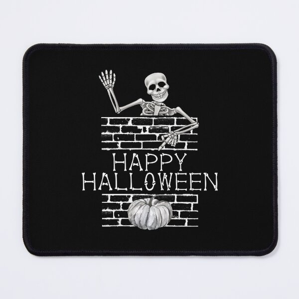Item preview, Happy Halloween bone text Waving Skeleton And Pumpkin retro vintage Halloween designed and sold by BearCaveDesigns.
