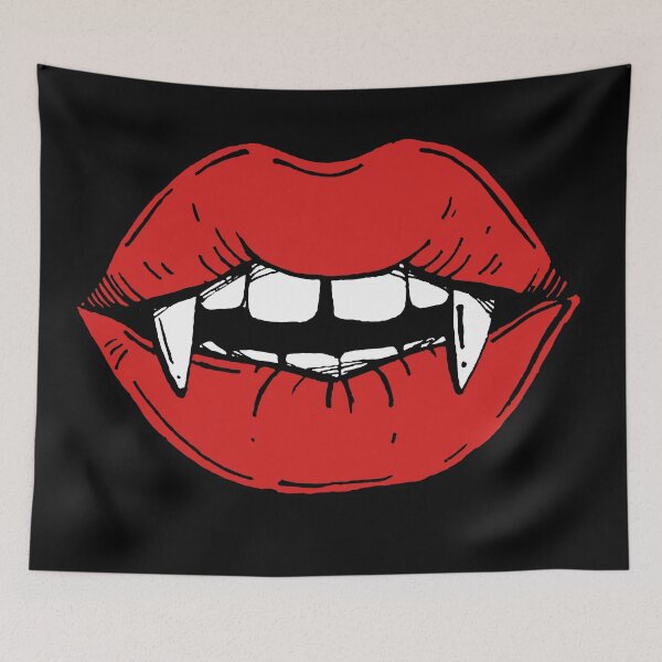 Item preview, Vampire red lips on black background designed and sold by Kamila Nigmatullina.