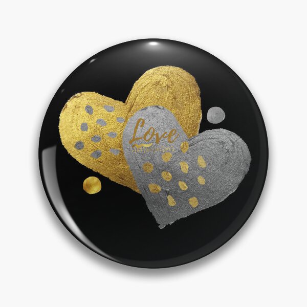 Item preview,  abstract art of hearts and shapes with gold and silver texture, illustration of hearts and dots in shiny textures. designed and sold by Malogue.