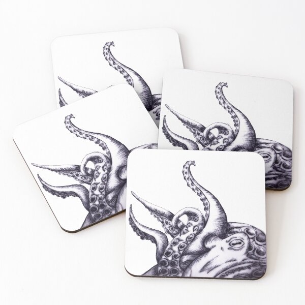 Item preview, Octopus drawing black and white designed and sold by Laurania.