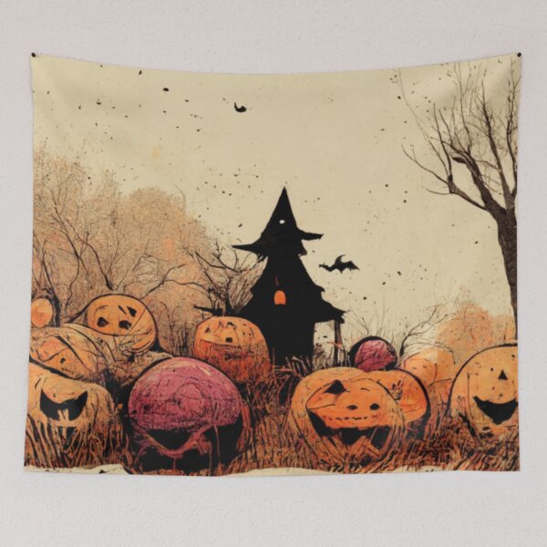 Item preview, groovy pumpkins spooky house designed and sold by Mirochan80.