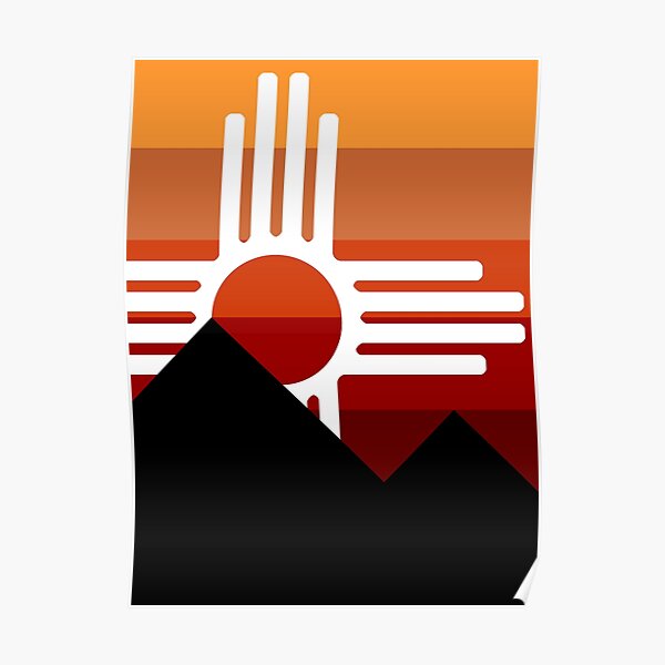 minimalist zia mountain sunset Poster