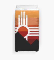 minimalist zia mountain sunset Duvet Cover