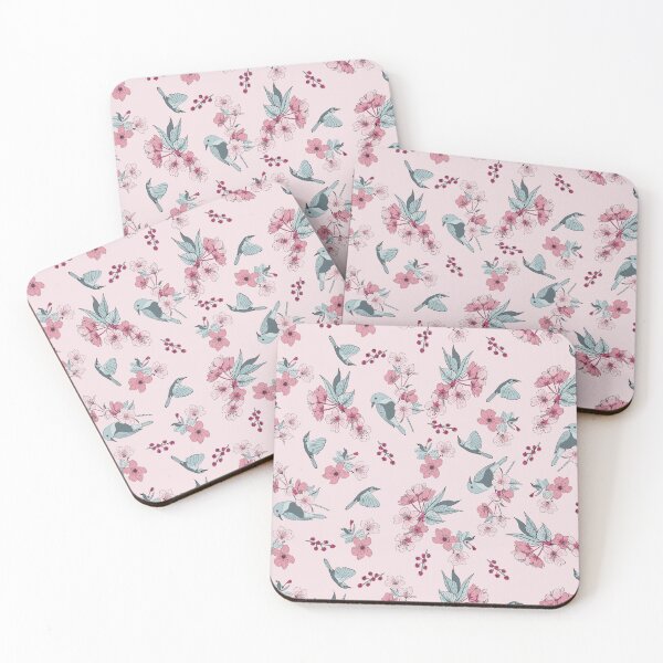 Item preview, Cherry blossom and japanese bird on pink background designed and sold by Karine-LaSalle.