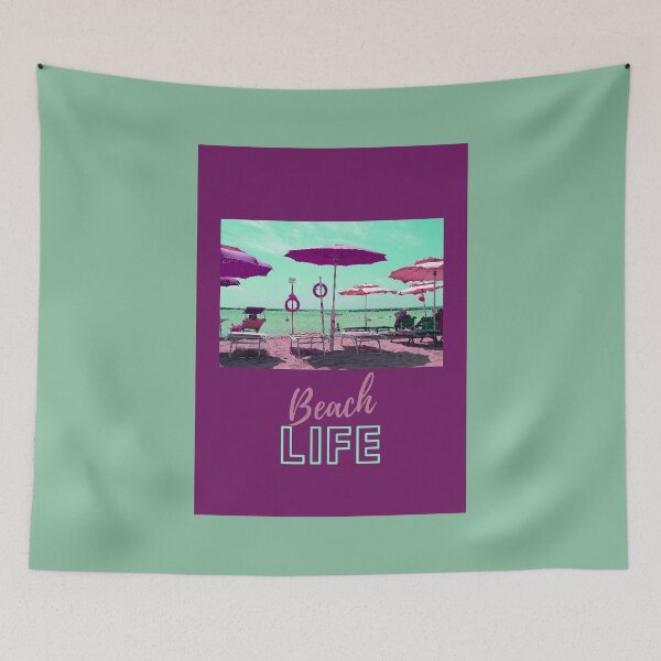 Item preview, BEACH LIFE digitally processed photo with umbrellas on the beach designed and sold by Posteria.