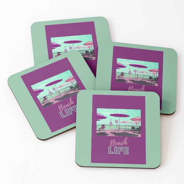 Item preview, BEACH LIFE digitally processed photo with umbrellas on the beach designed and sold by Posteria.