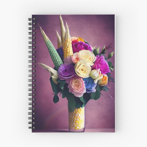 Item preview, Roses and rainbow flowers and corn cobs bouquet in a vase designed and sold by NonSonoKoreano.