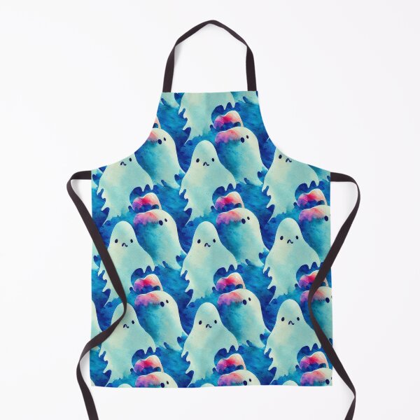 Item preview, Cute Halloween Ghost in Blue, Pink and Teal designed and sold by VintageFlorals.