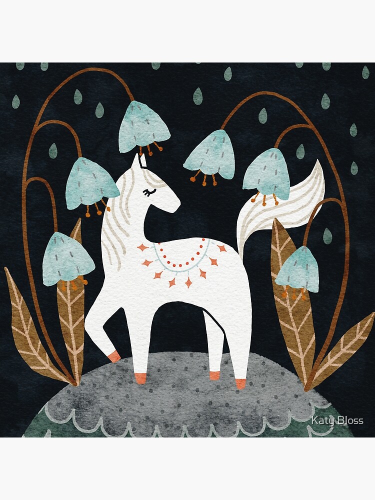 White Fairy Horse Bluebell Dream Artwork by katybloss