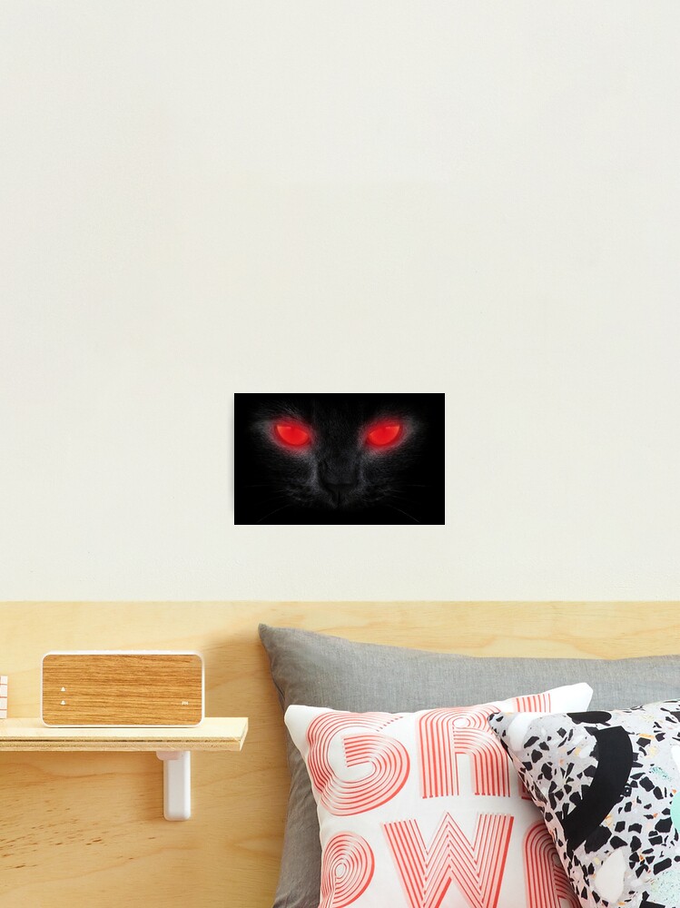 Halloween Scary Black Cat Red Gluhende Augen Fotodruck