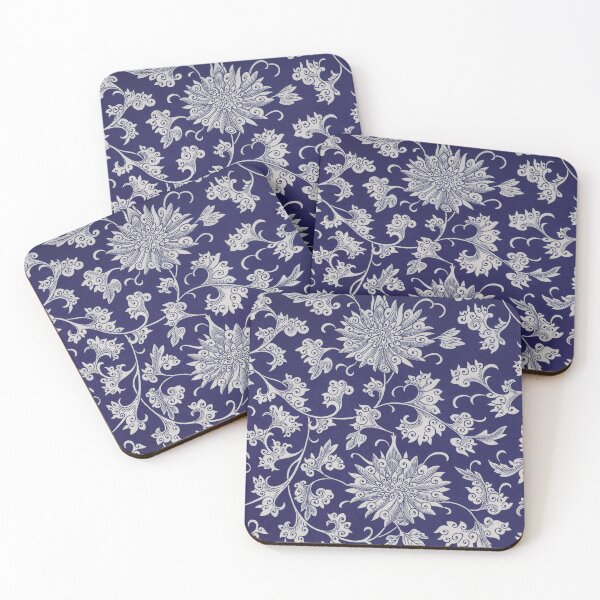 Item preview, Floral Blue classic vintage textile pattern, decorative arts, toile de jouy style designed and sold by LeAllureVintage.