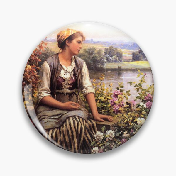 Item preview, YOUNG GIRL SITTING BESIDE ROSE BUSHES : Vintage 1895 Oil Painting Print designed and sold by posterbobs.