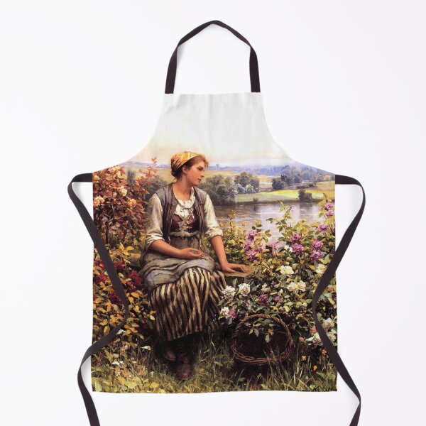 Item preview, YOUNG GIRL SITTING BESIDE ROSE BUSHES : Vintage 1895 Oil Painting Print designed and sold by posterbobs.
