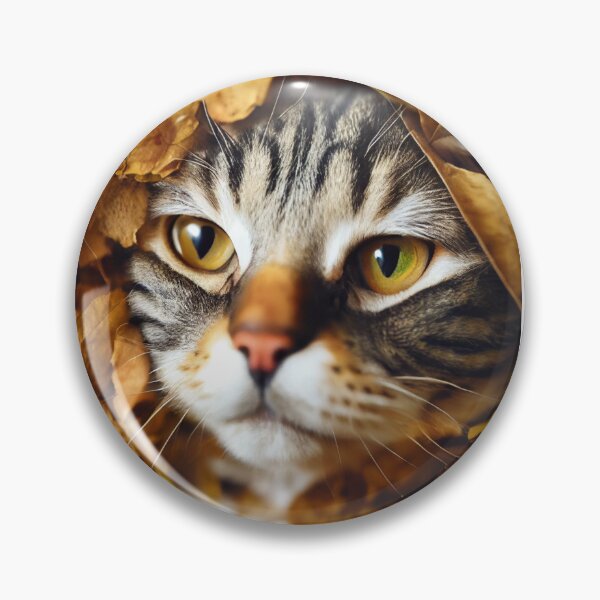 Item preview, A Tabby cat hiding under a heap of leaves designed and sold by NonSonoKoreano.