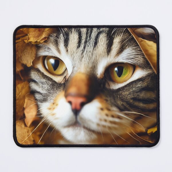 Item preview, A Tabby cat hiding under a heap of leaves designed and sold by NonSonoKoreano.