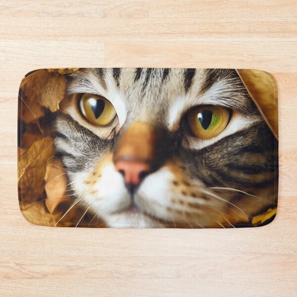 Item preview, A Tabby cat hiding under a heap of leaves designed and sold by NonSonoKoreano.