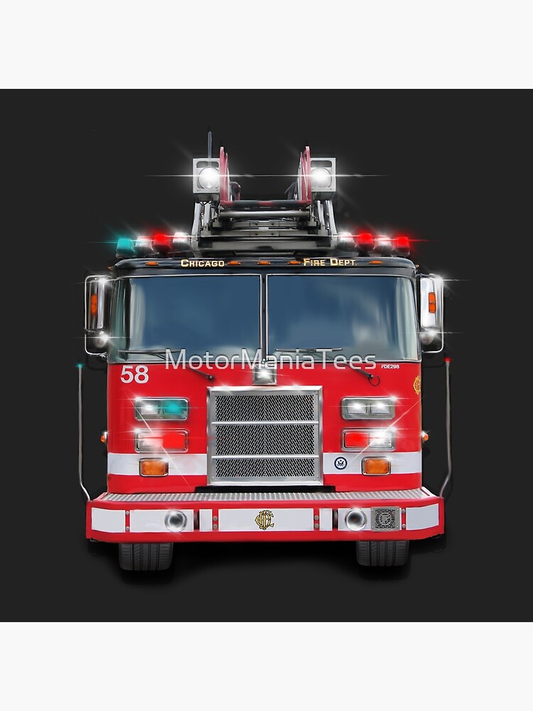 Chicago Fire Truck Design By Motormaniac Poster For Sale By Motormaniatees Redbubble