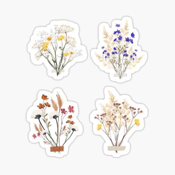 "Pressed Flowers Collection" Sticker for Sale by Artisma Redbubble