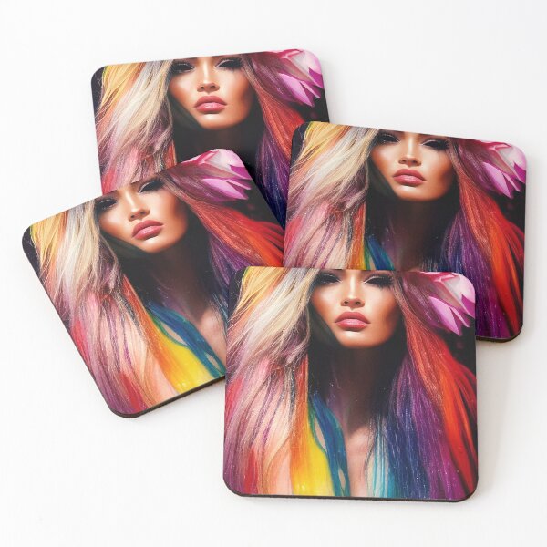 Item preview, Colorful woman with rose designed and sold by Magicmindart.
