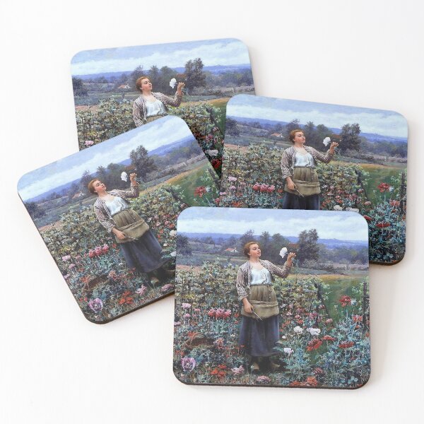 Item preview, YOUNG GIRL PICKING POPPIES : Vintage 1896 Oil Painting Print designed and sold by posterbobs.