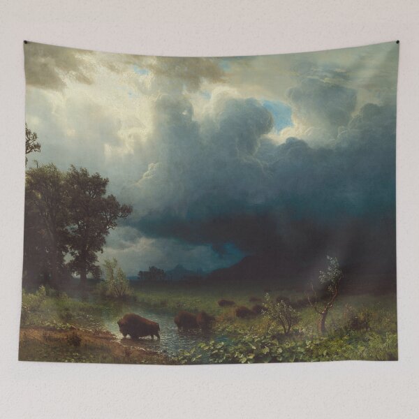 Item preview, Buffalo Trial, The Impending Storm | Albert Bierstadt | 1869 Nature Art designed and sold by CJET.