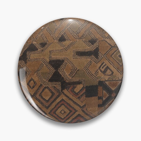 Item preview, Geometric vintage textile pattern, decorative arts, diamond and zigzag irregular motifs in earth tones designed and sold by LeAllureVintage.