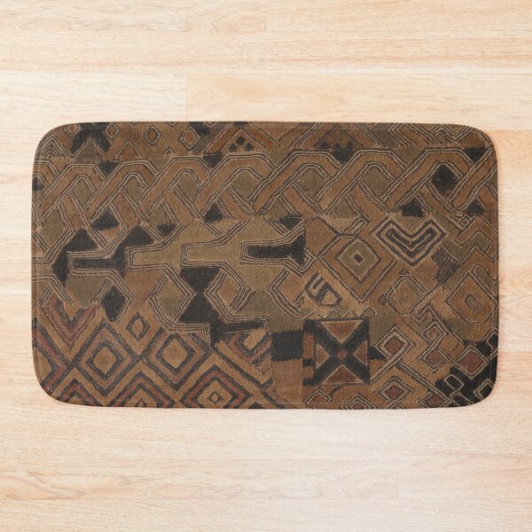Item preview, Geometric vintage textile pattern, decorative arts, diamond and zigzag irregular motifs in earth tones designed and sold by LeAllureVintage.