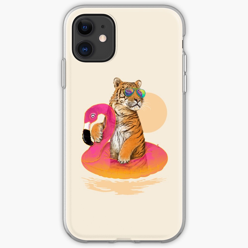 Chillin, Flamingo Tiger iPhone Case & Cover