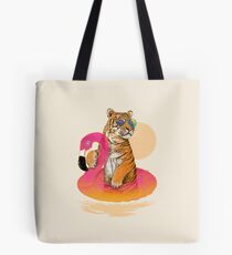 Chillin, Flamingo Tiger Tote Bag