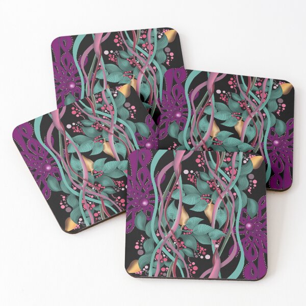Item preview, Green leaves with black background pattern designed and sold by Patricia Piotrak.
