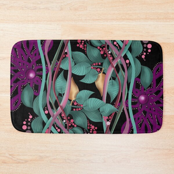 Item preview, Green leaves with black background pattern designed and sold by Patricia Piotrak.