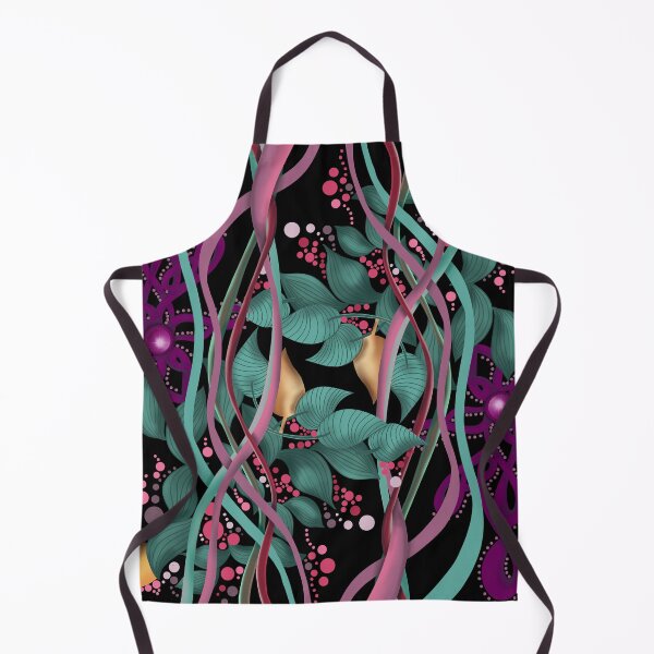 Item preview, Green leaves with black background pattern designed and sold by Patricia Piotrak.