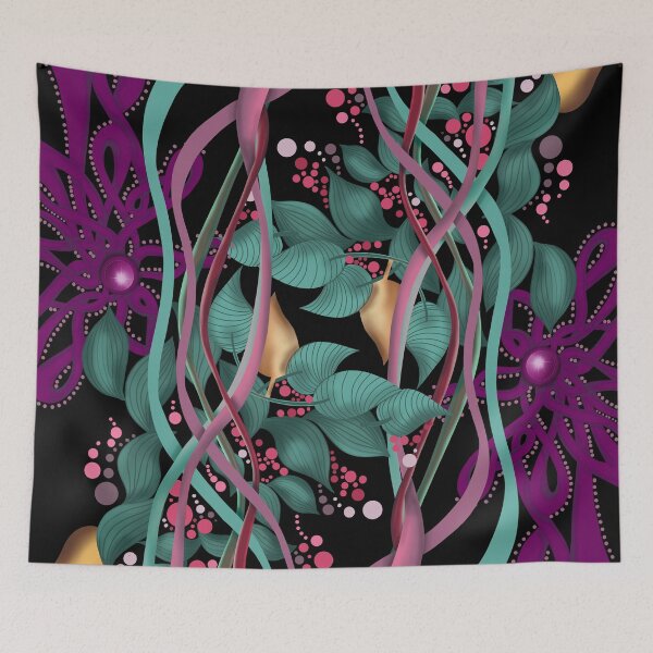 Item preview, Green leaves with black background pattern designed and sold by Patricia Piotrak.